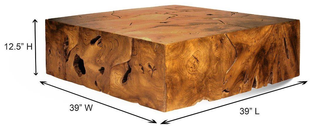 Teak slice sale coffee table